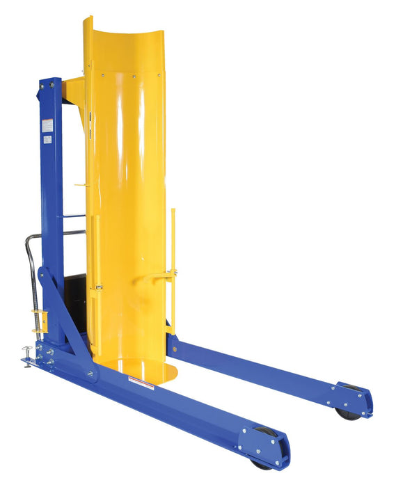 Vestil HDD-60-10-P-DC Steel DC Powered Portable Hydraulic Drum Dumper 60 in. Dump Height 1,000 lb. Capacity Blue / Yellow