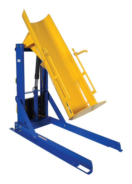 Vestil HDD-60-7-S Steel Stationary Hydraulic Drum Dumper 60 in. Dump Height 750 lb. Capacity Blue / Yellow