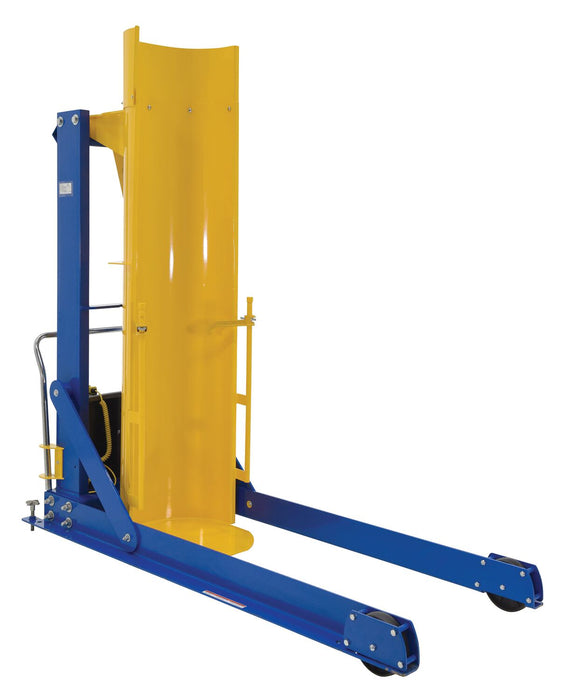 Vestil HDD-72-10-P-DC Steel DC Powered Portable Hydraulic Drum Dumper 72 in. Dump Height 1,000 lb. Capacity Blue / Yellow