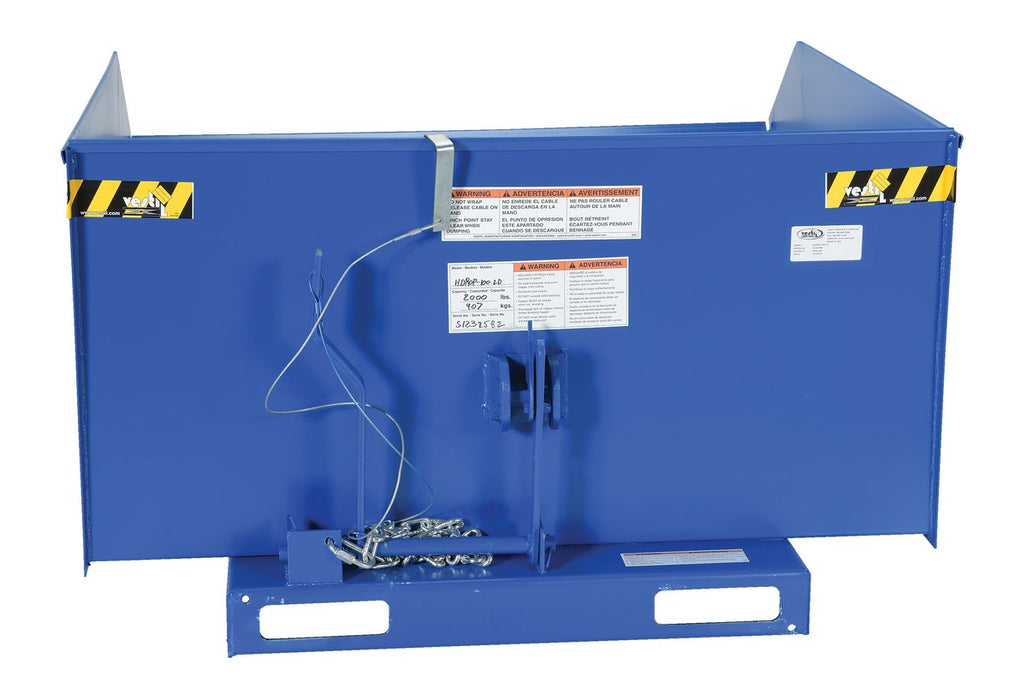 Vestil HDROP-100-LD steel light duty self dumping hopper with fold down - view 4