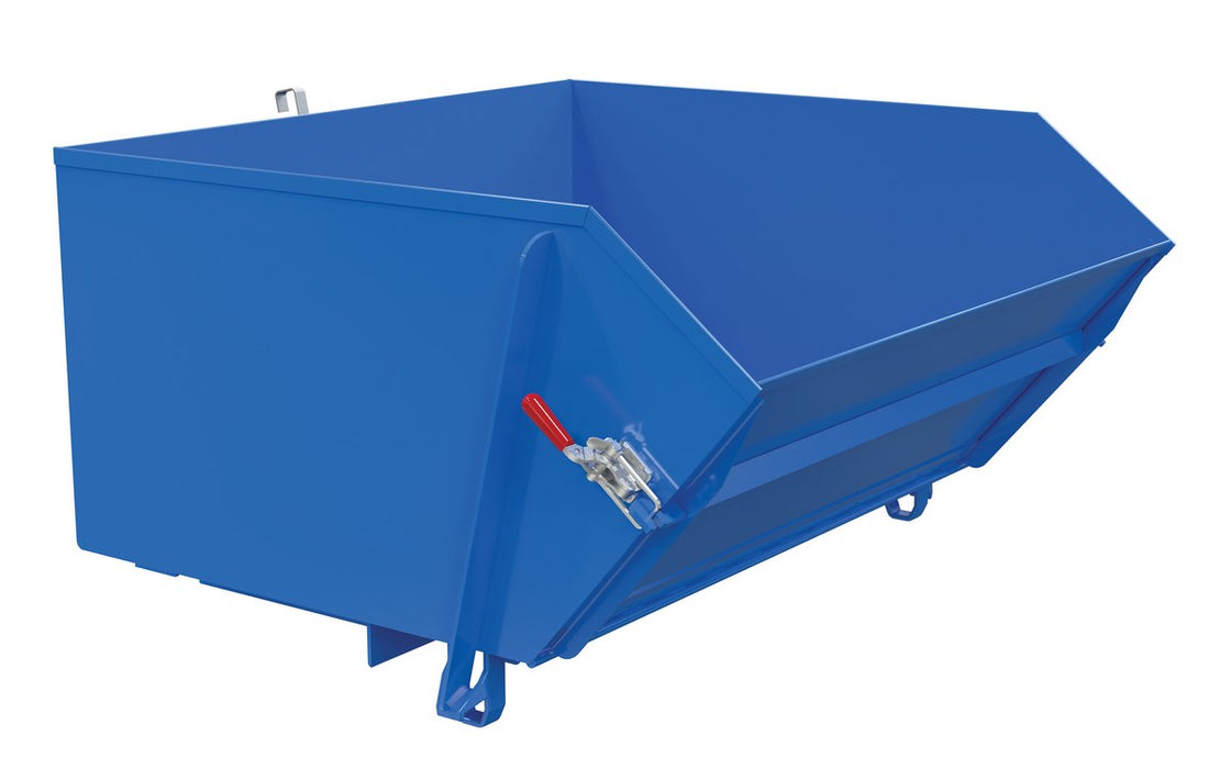 Vestil HDROP-100-MD Steel Medium Duty Self Dumping Hopper with Fold Down Front 1 Cubic Yard 4,000 lb. Capacity Blue