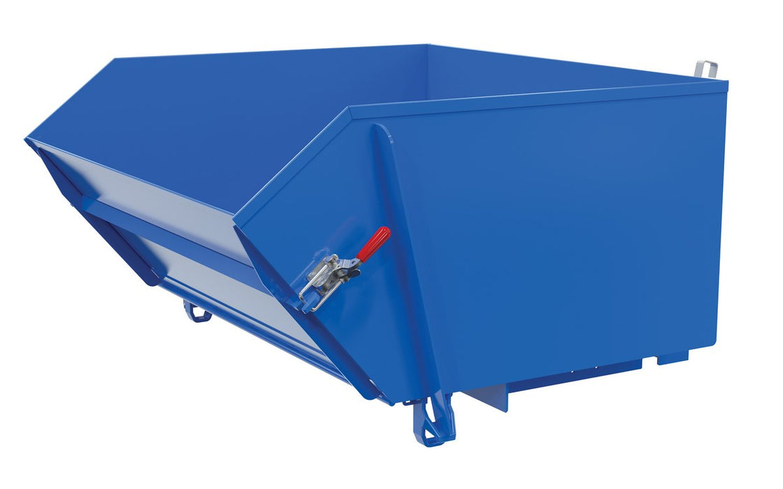 Vestil HDROP-100-MD steel medium duty self dumping hopper with fold down - view 2