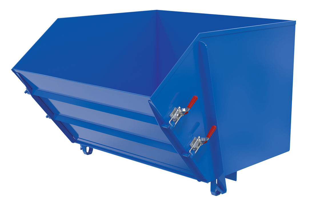 Vestil HDROP-150-LD Steel Light Duty Self Dumping Hopper with Fold Down Front 1-1/2 Cubic Yard 2,000 lb. Capacity Blue