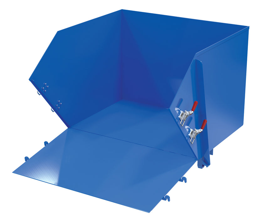 Vestil HDROP-150-LD steel light duty self dumping hopper with fold down - view 2