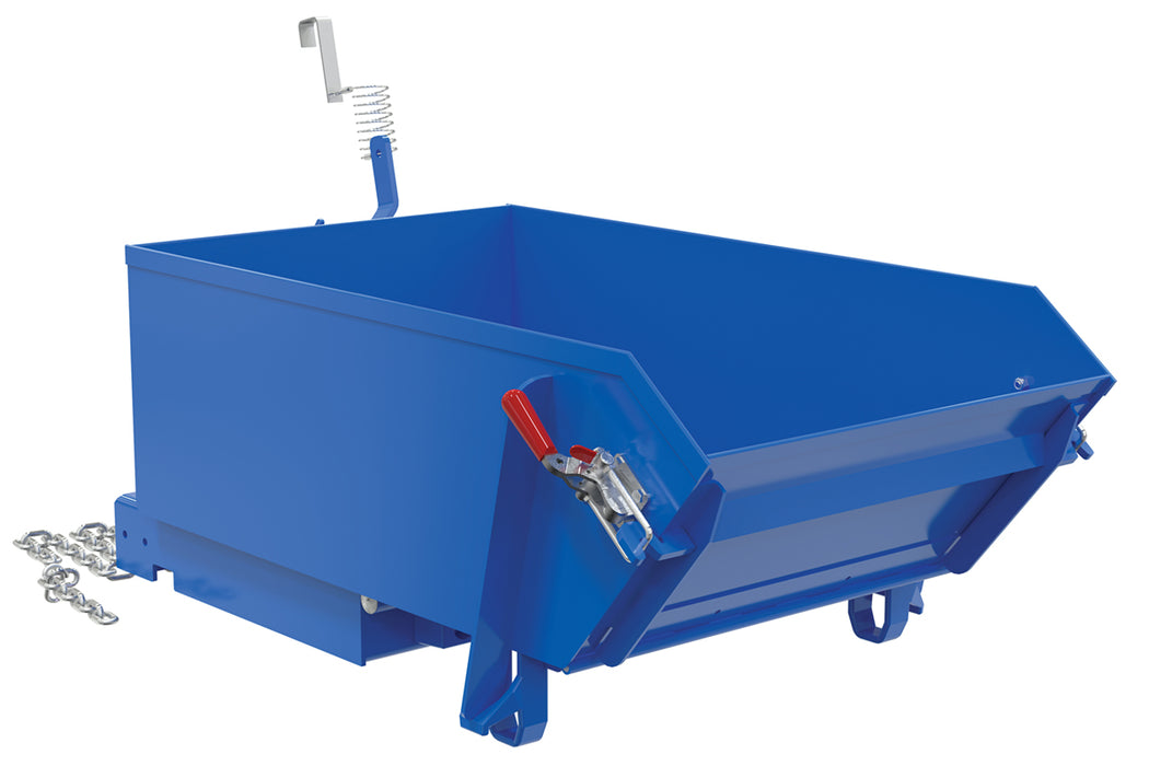 Vestil HDROP-25-LD Steel Light Duty Self Dumping Hopper with Fold Down Front 1/4 Cubic Yard 2,000 lb. Capacity Blue