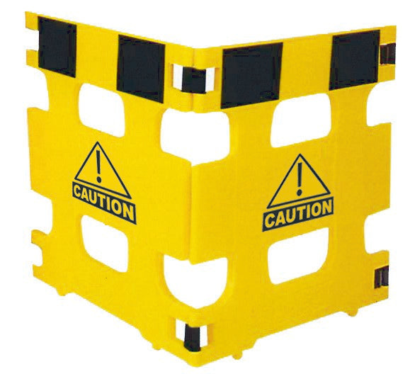Vestil HG-2F Polyethylene 2 Panel Multi Purpose Barricades 74 in. Length Yellow