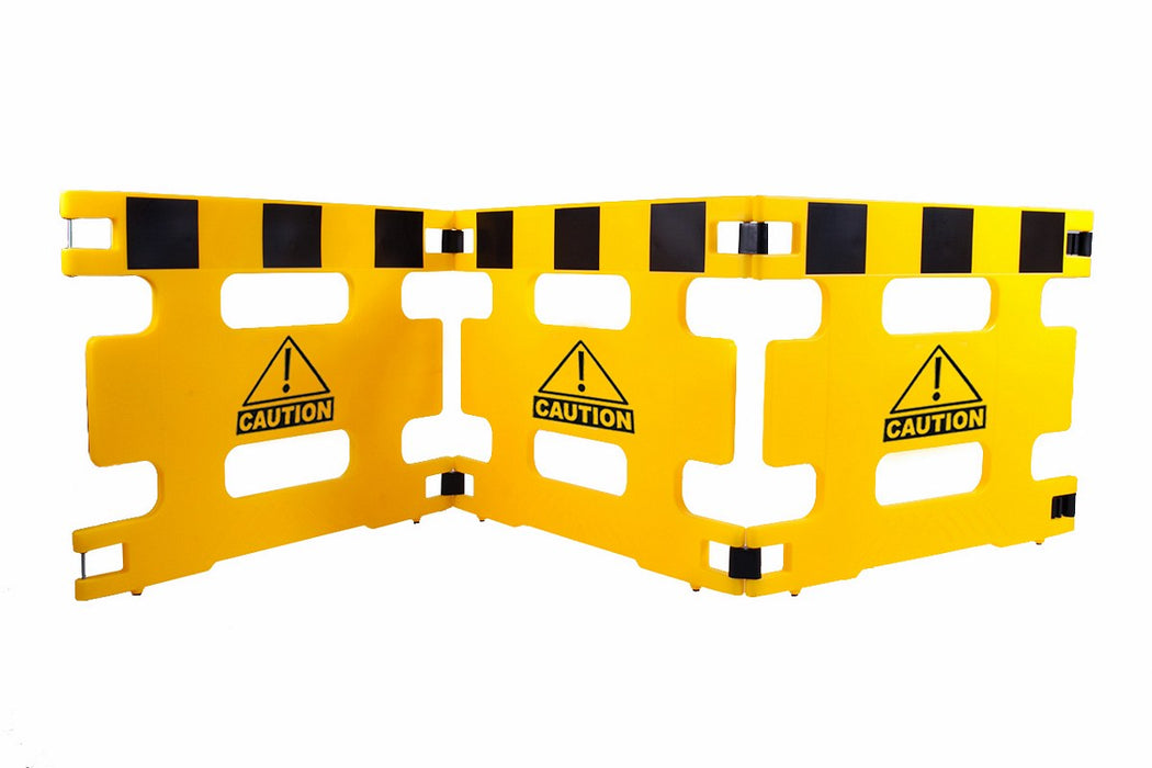 Vestil HG-3F Polyethylene 3 Panel Multi Purpose Barricades 111 in. Length Yellow