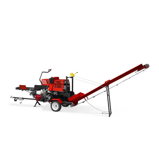 Honda GX390 Engine Firewood Log Splitter Processor with Conveyor,  20t — angle view