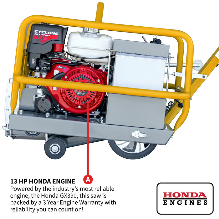 Tomahawk Power 10" Early Entry Green Concrete Saw with 13 HP Honda GX390 Engine - Product Image 5