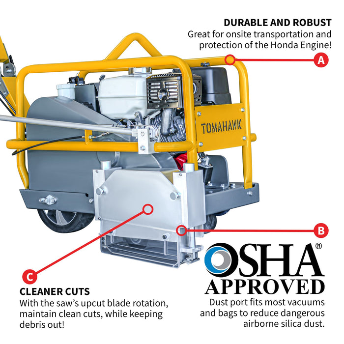 Tomahawk Power 10" Early Entry Green Concrete Saw with 13 HP Honda GX390 Engine - Product Image 7