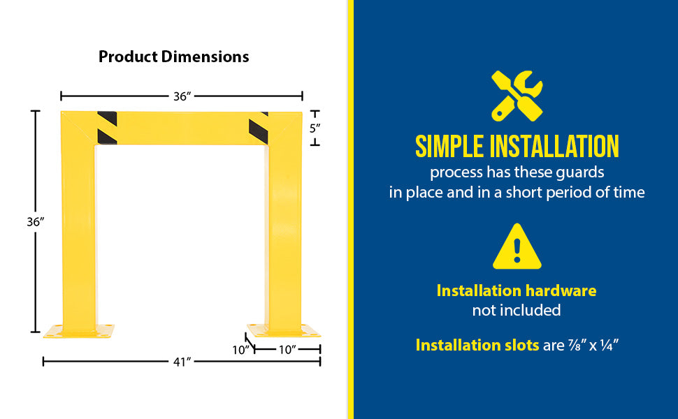 Vestil HPRO-SQ-36-36-5 steel square high profile machinery and rack guard feature overview 1