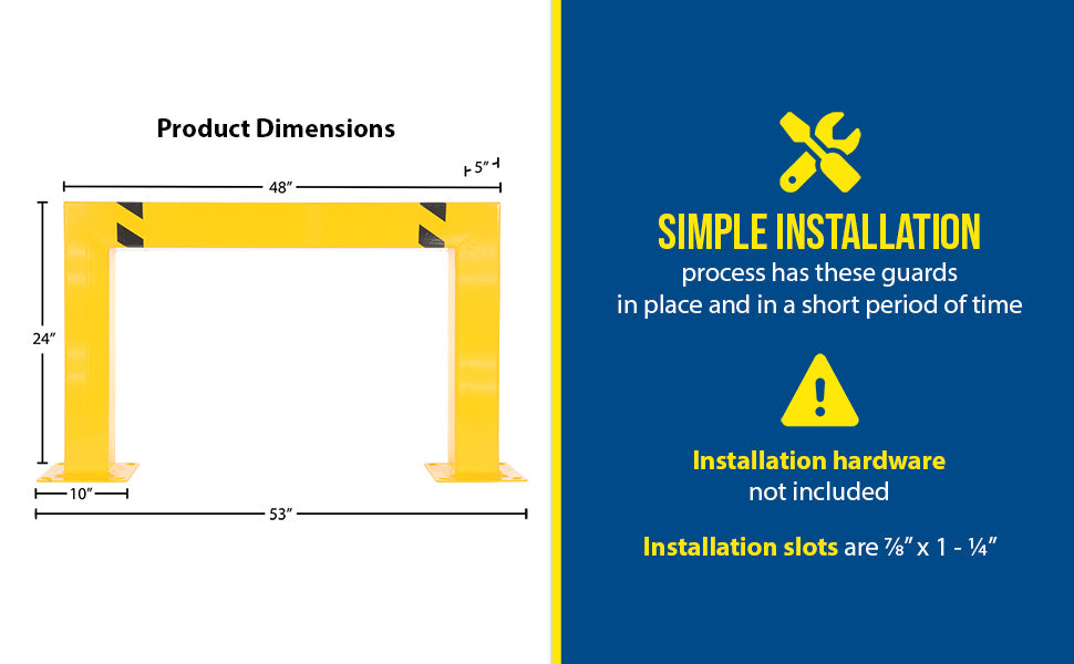 Vestil HPRO-SQ-48-24-5 steel square high profile machinery and rack guard feature overview 3