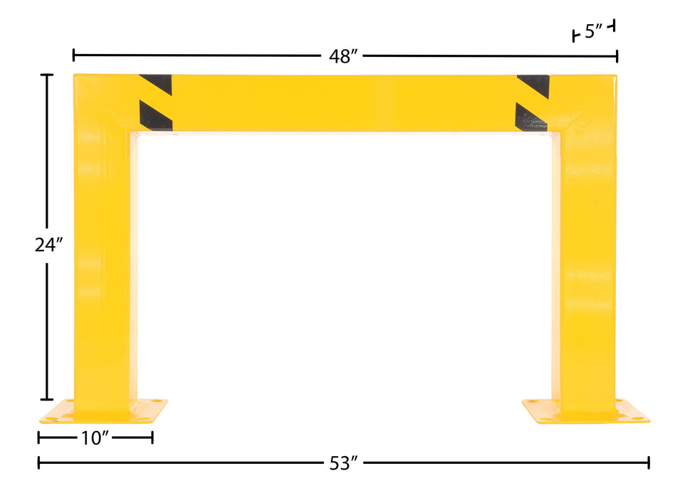 Vestil HPRO-SQ-48-24-5 steel square high profile machinery and rack guard dimensions diagram