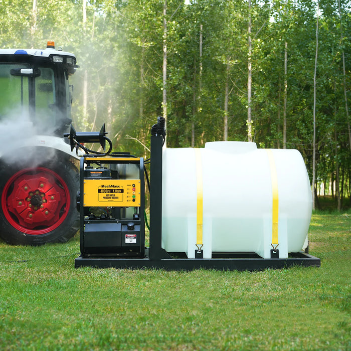4000 PSI 4 GPM 15 HP ZONSEN E-Start Gas Engine Hot Water Pressure Washer Skid Mounted with 245 Gal Tank,  HPW40DBT