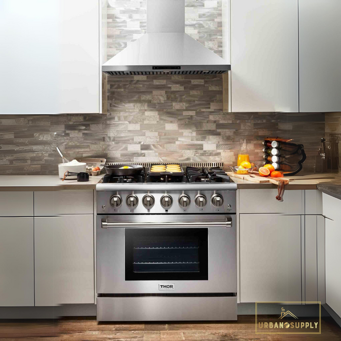 Thor Kitchen 36-Inch 5.2 cu. ft. Oven Dual Fuel Range in Stainless Steel (HRD3606U) Thor Kitchen
