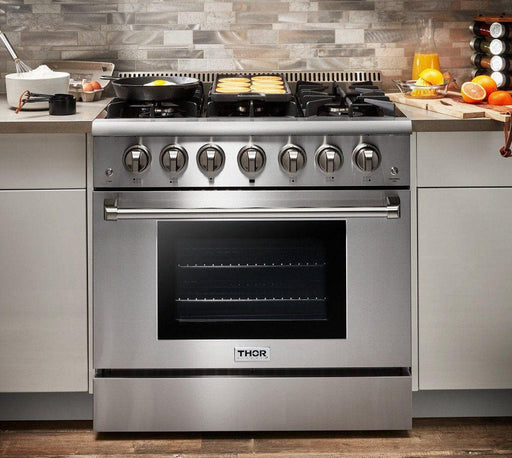 Thor Kitchen 36 in. 5.2 cu. ft. Professional Propane Gas Range in Stainless Steel, HRG3618ULP Thor Kitchen