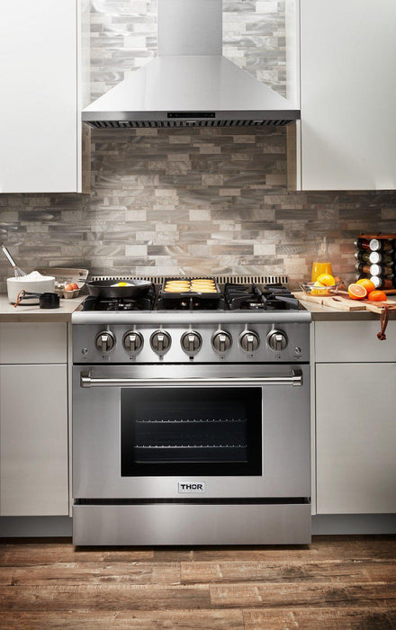 Thor Kitchen 36 in. 5.2 cu. ft. Professional Propane Gas Range in Stainless Steel, HRG3618ULP Thor Kitchen