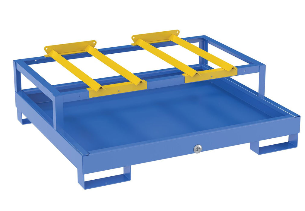 Vestil HSRB-2-BL Steel 2 Drum Horizontal Retention Basin 1,200 lb. Capacity Blue