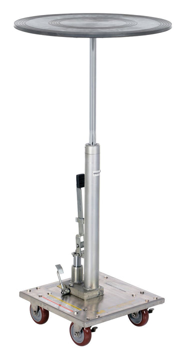 Vestil HT-02-24R-PSS Partially Stainless Steel 24" Round Top Hydraulic Post Table 200 lb. Capacity Silver
