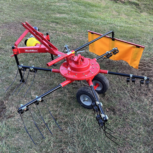 100" Mechmaxx 3-Point Hitch 6 Rotary Pull-Type Hay Rake Tedder ,  15-50Hp ,  HT100