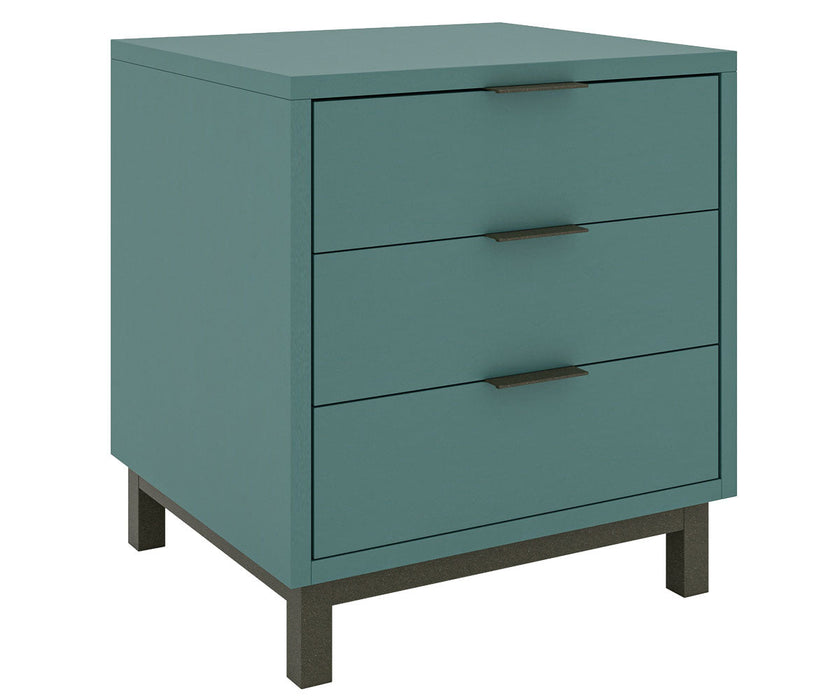 Halley Modern 3- Drawer Nightstand - Steel Base