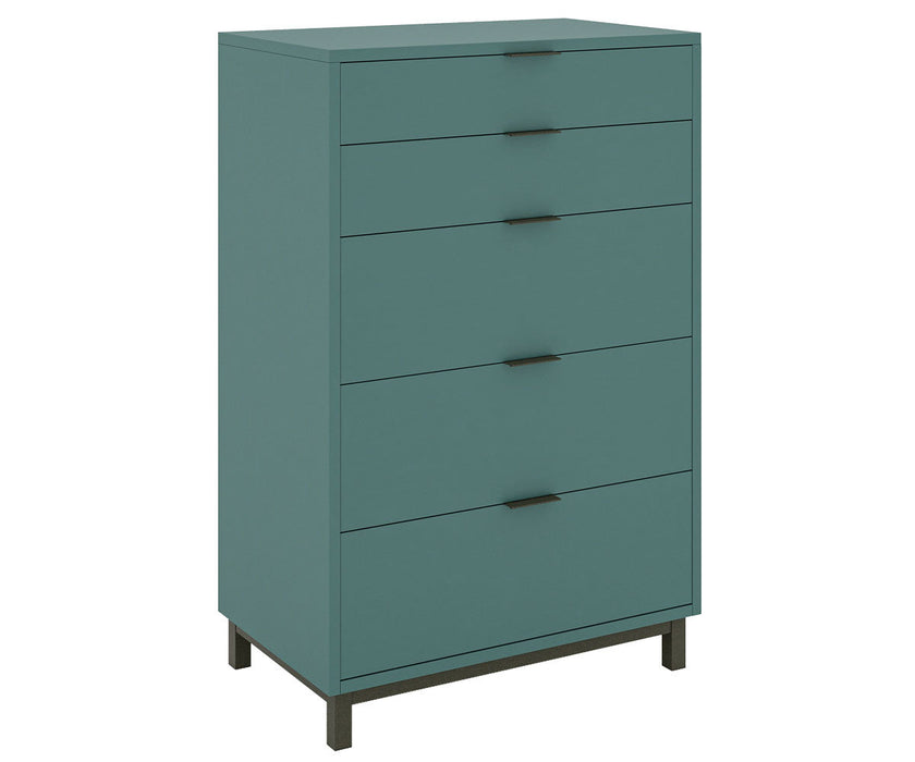 Halley Modern 5- Drawer Upright Chest of Drawers - Steel Base