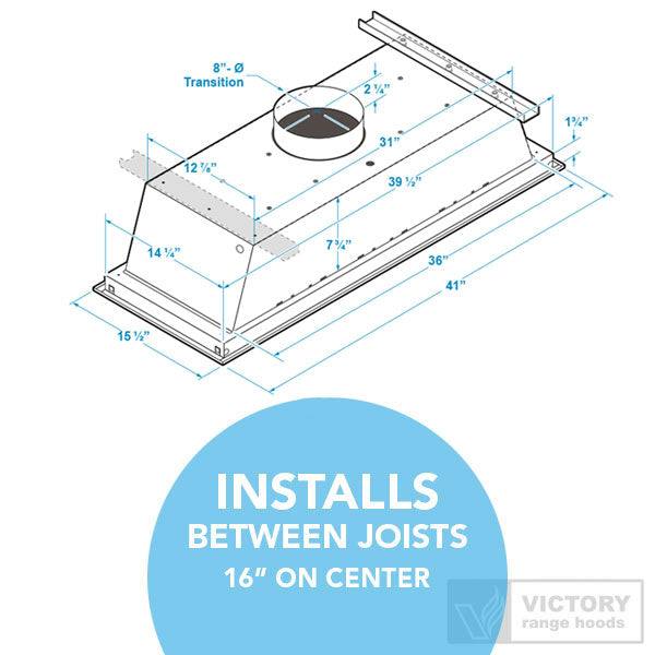 White 900 CFM Flush Ceiling Mount Range Hood  - VICTORY Horizon