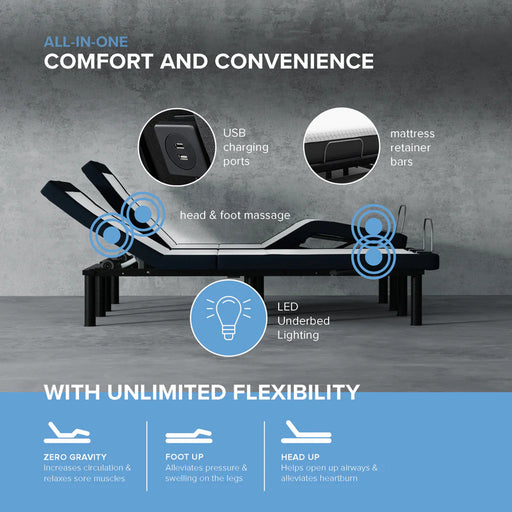 Hills Mattress & More Adjustable Base- Wireless Plus - Head Foot - Alternate View