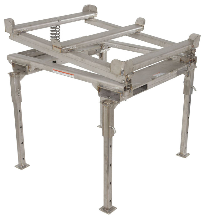 Vestil IBC-TLT-FPL-SS Stainless Steel Intermediate Bulk Container Tilt Stand with Fork Pockets and Adjustable Legs 49-3/4 in.