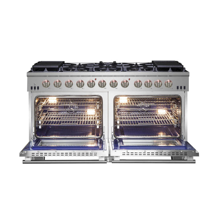 FORNO Capriasca  60" Titanium Gas Range Double fire furnace head 10burner with professional oven (FFSGS6260-60) FORNO