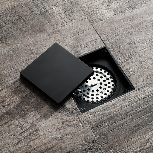 wonderland shower inc Matte Black brass floor drain 4x4inch Shower Accessory