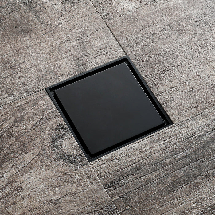 wonderland shower inc Matte Black brass floor drain 4x4inch Shower Accessory - Detail View