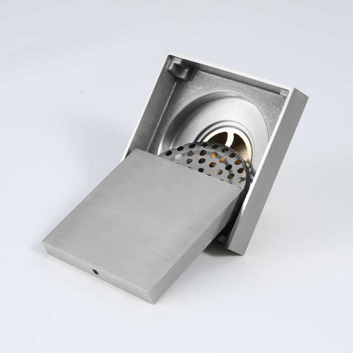 wonderland shower inc Brushed Nickel brass floor drain 4x4inch - Detail View 3