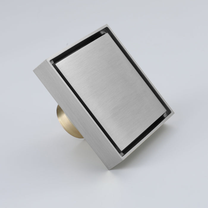 wonderland shower inc Brushed Nickel brass floor drain 4x4inch - Detail View 2