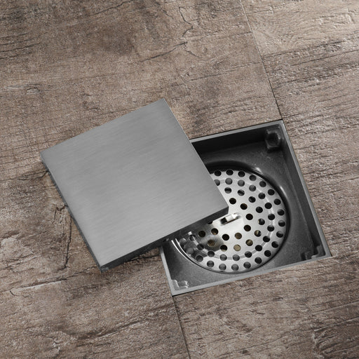 wonderland shower inc Brushed Nickel brass floor drain 4x4inch - Main Product Image