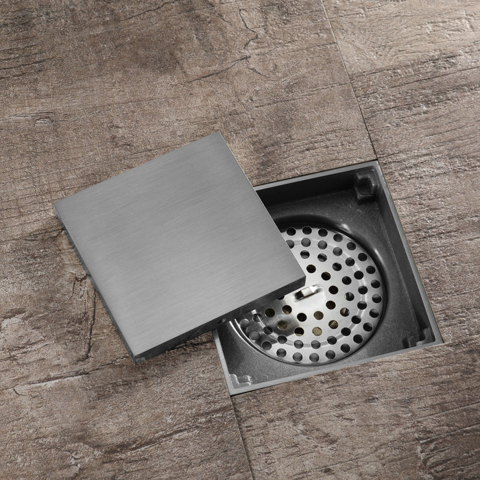 wonderland shower inc Brushed Nickel brass floor drain 4x4inch - Main Product Image