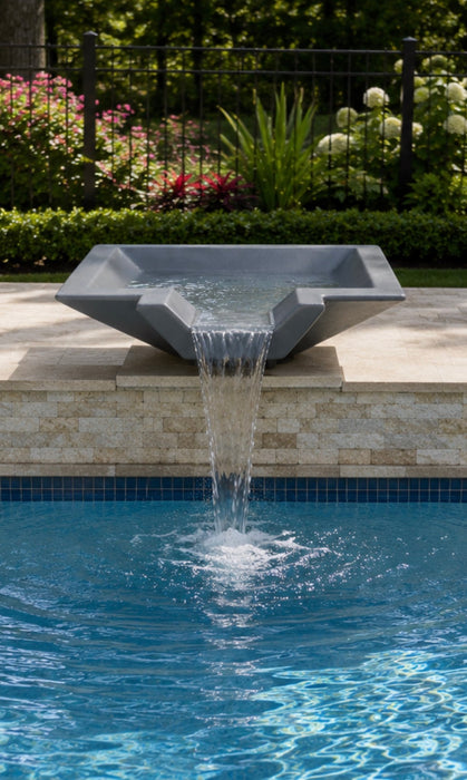 TessaRai 30" Square Scupper Water Bowl — 30"x8"x10" — front view