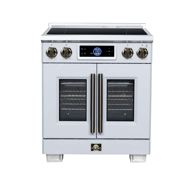 Forno Maximus 30-inch induction range in white front view