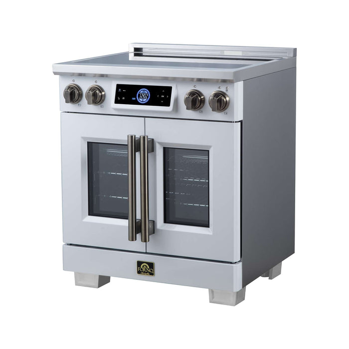 Forno Maximus 30-inch induction range in white right angled view