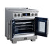 Forno Maximus 30-inch induction range in stainless steel left angled view with the door open