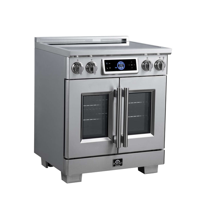 Forno Maximus 30-inch induction range in stainless steel left angled view