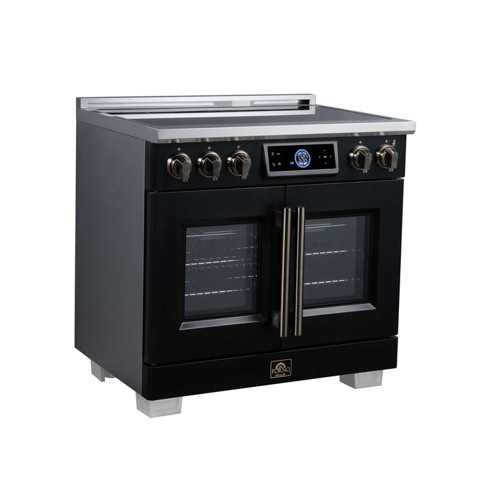 Forno Maximus 36-inch induction range in black left angled view
