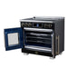 Forno Maximus 36-inch induction range in black right angled view with the door open