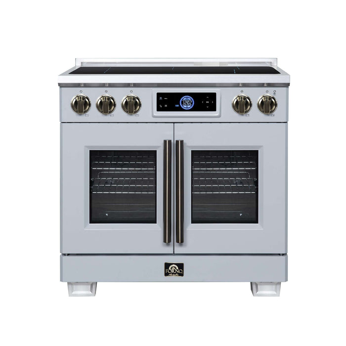 Forno Maximus 36-inch induction range in white front view