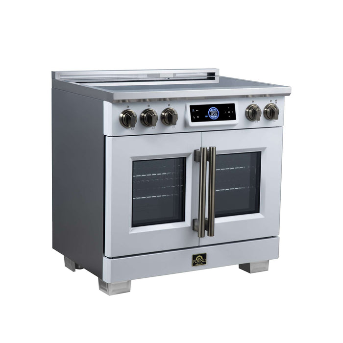 Forno Maximus 36-inch induction range in white left angled view