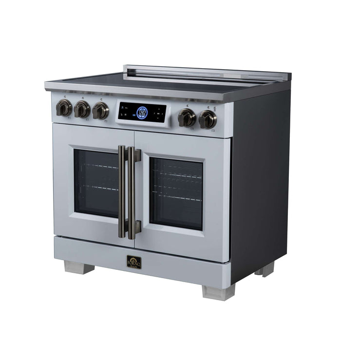 Forno Maximus 36-inch induction range in white right angled view