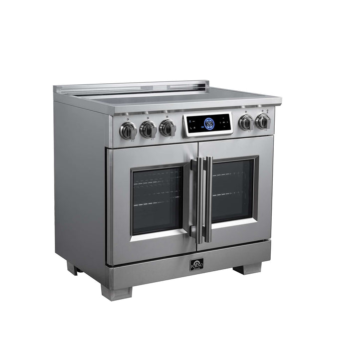 Forno Maximus 36-inch induction range in stainless steel left angled view