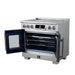 Forno Maximus 36-inch induction range in stainless steel right angled view with the door open