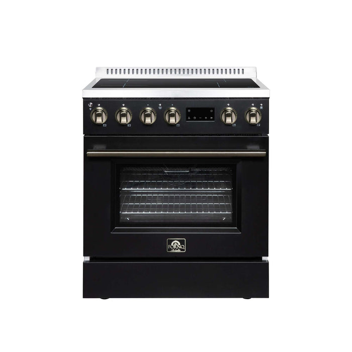 Forno Torino 30-inch induction range in black front view