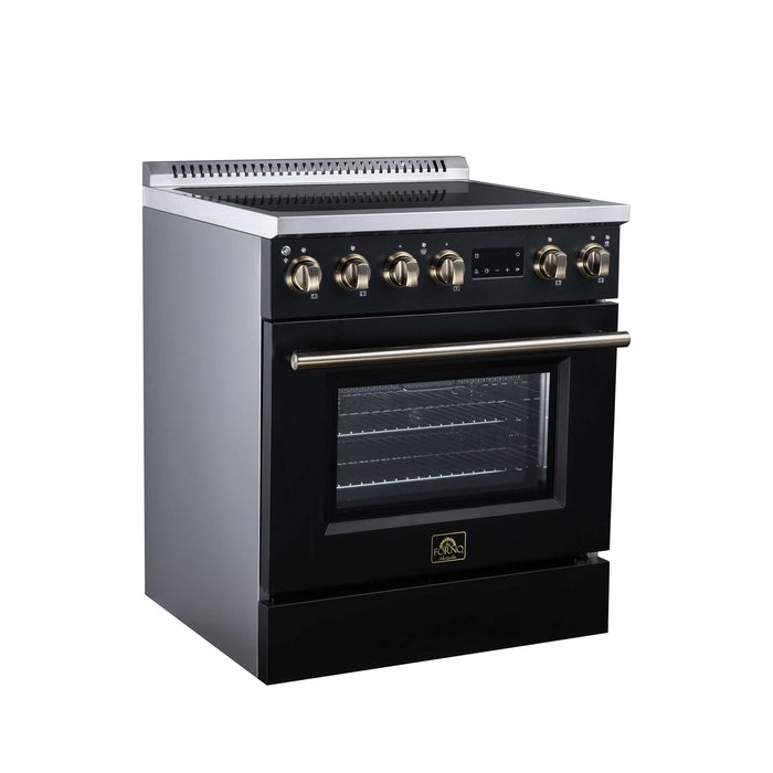 Forno Torino 30-inch induction range in black left angled view